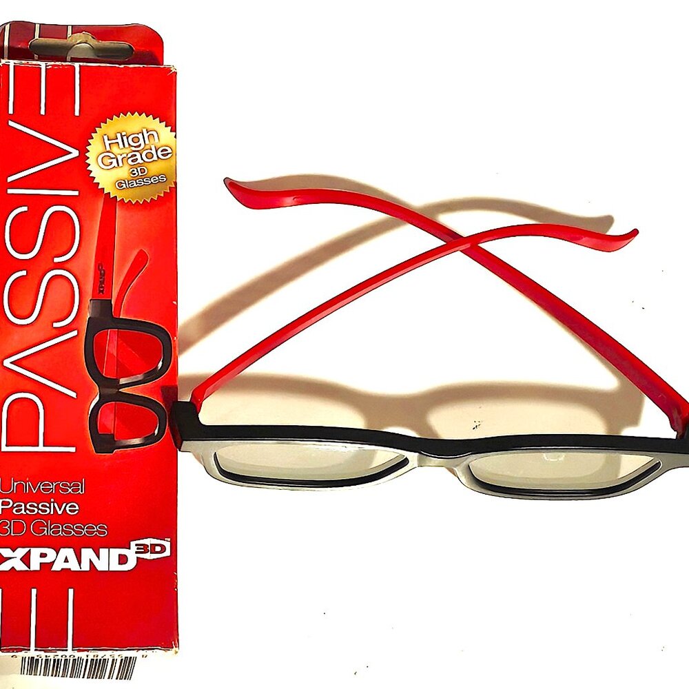 XPAND 3D Passive Universal 3D Glasses Set of 2, Black Red Movie Theater Cinema